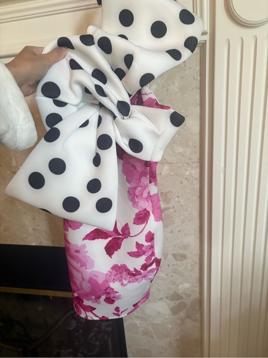 ASOS Accessories - Elegant White Polka Dot and Pink Floral Bow dress